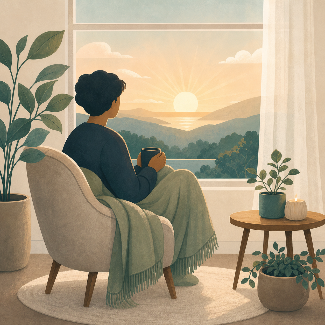 Neutral illustration of hope and support for depression care.